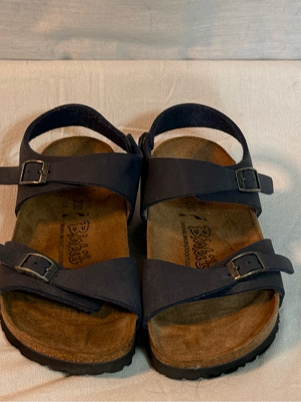 Birki’s by Birkenstock Blue Leather Strappy Cork Sandals Size 5 / EU 36
